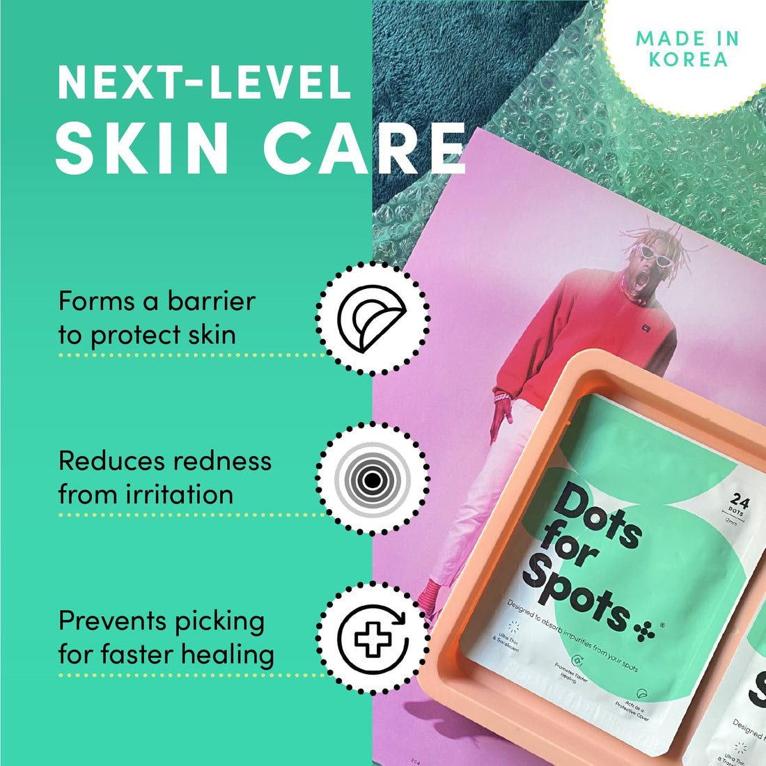 Dots for Spots Pimple Patches For Face - Fast Acting, Translucent Hydrocolloid Zit Patches that Unclog Pores - Korean Skincare - Vegan, Cruelty Free - (60 count)