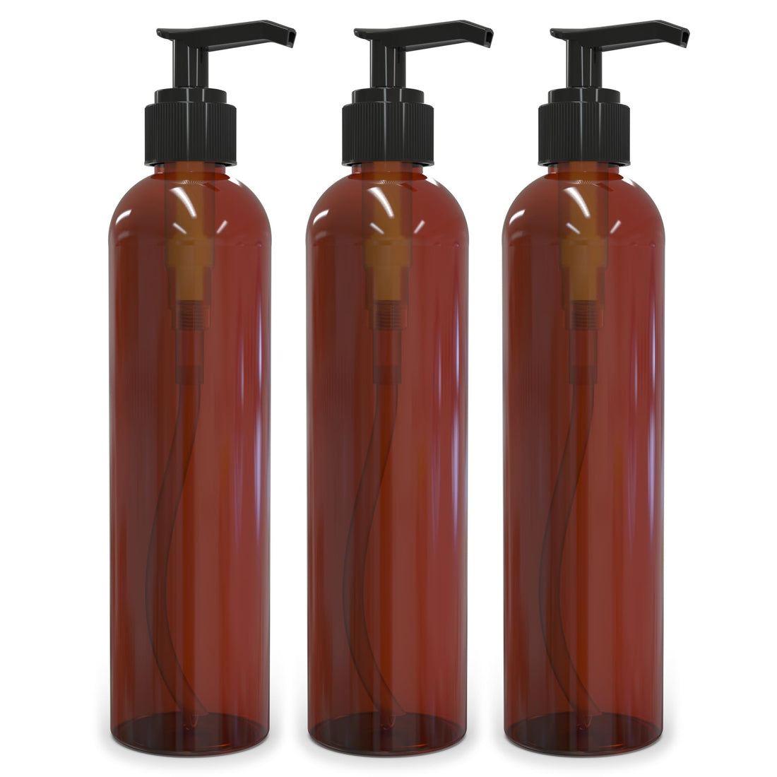 BRIGHTFROM Empty Lotion Pump Bottles, Bpa-Free Refillable Plastic 8 Oz Amber Pet Containers, Great for - Soap, Shampoo, Lotions, Liquid Body Soap, Creams and Massage Oil'S, 3 Pack