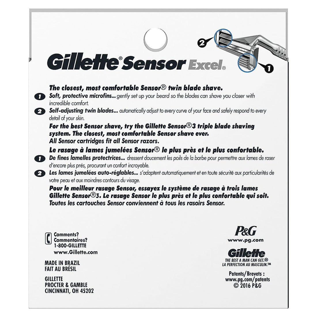 Gillette Sensor Excel Shaving Cartridges For Men - 10 ea (Packaging May Vary)