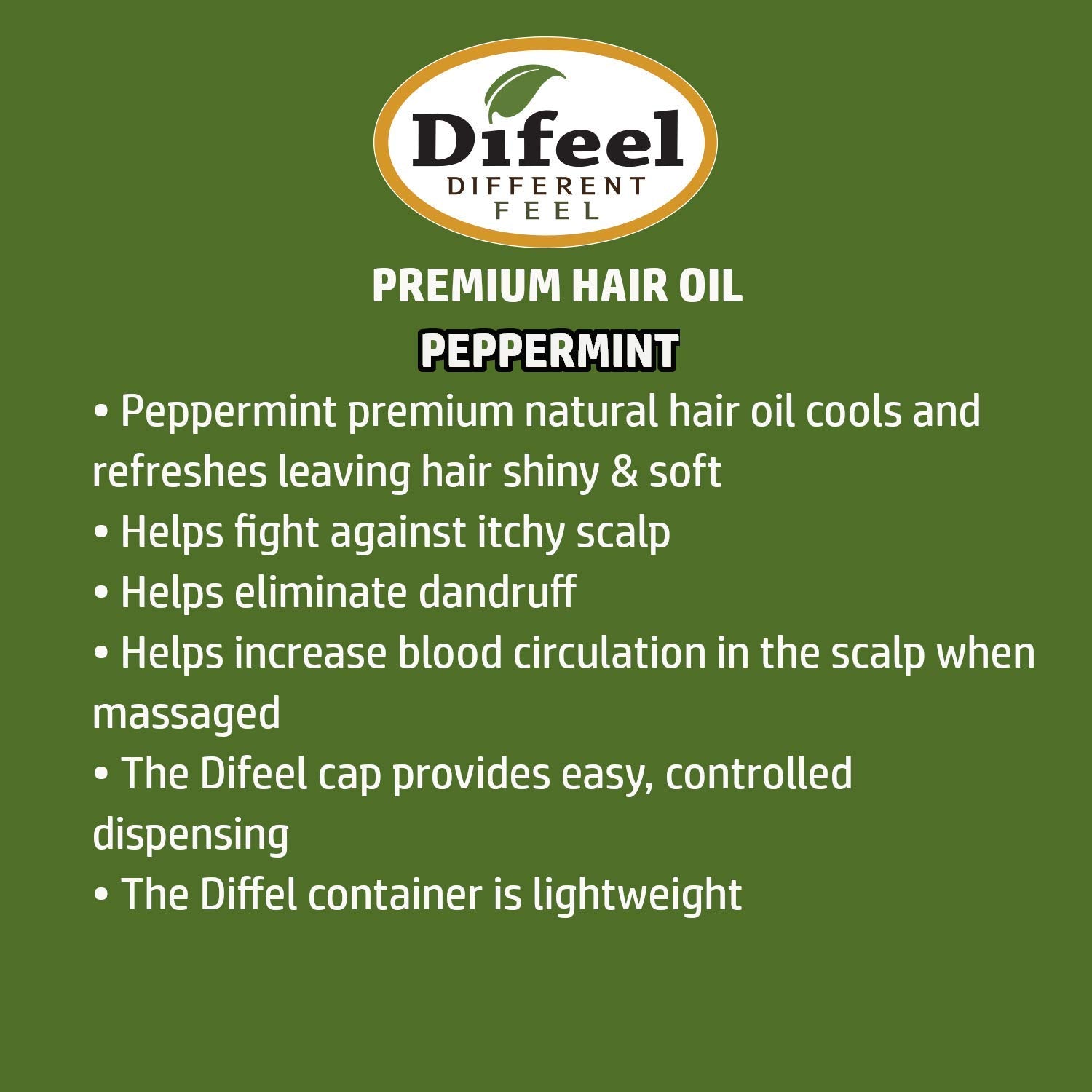 Difeel Premium Natural Hair Care Oil, Peppermint