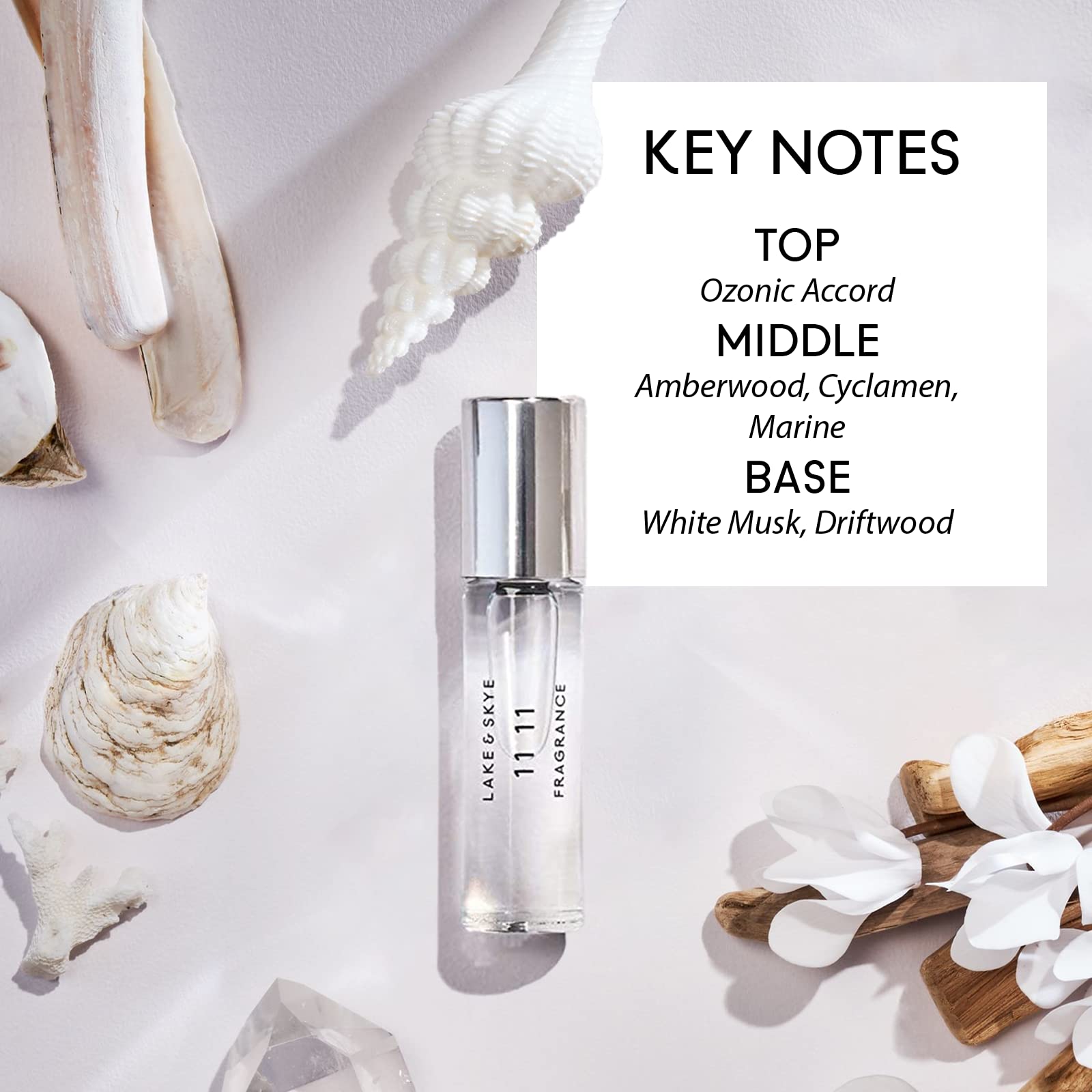 LAKE & SKYE 11 11 - Rollerball Fragrance Oil - Unisex Fragrance Collection With a Musky Blend of Natural White Ambers. - 0.33 oz 10 ml