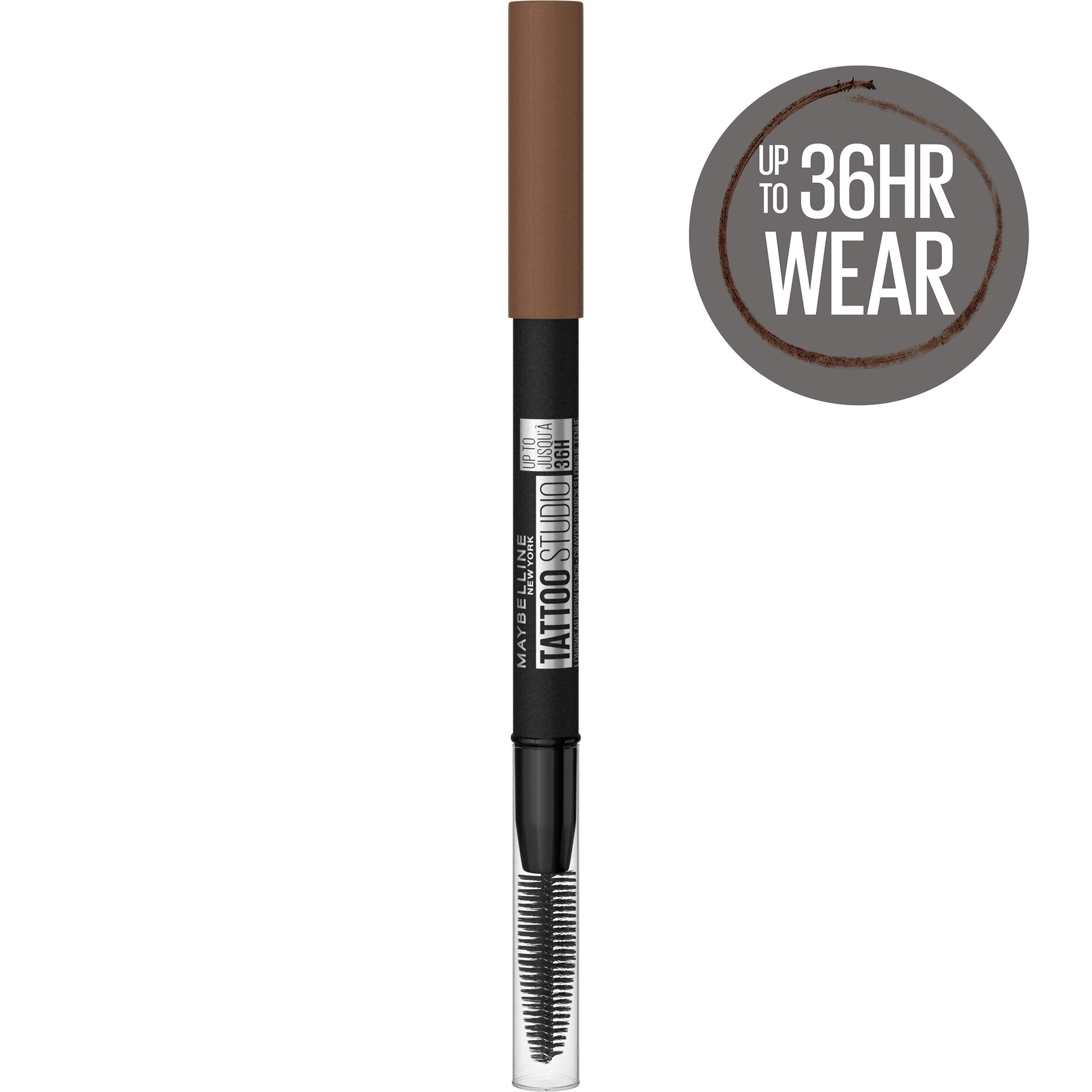 Maybelline TattooStudio Waterproof Eyebrow Pencil, Sharpenable, Longwear, Long Lasting, Pigmented Eyebrow Pencil for Defined Brows, Soft Brown, 1 Count