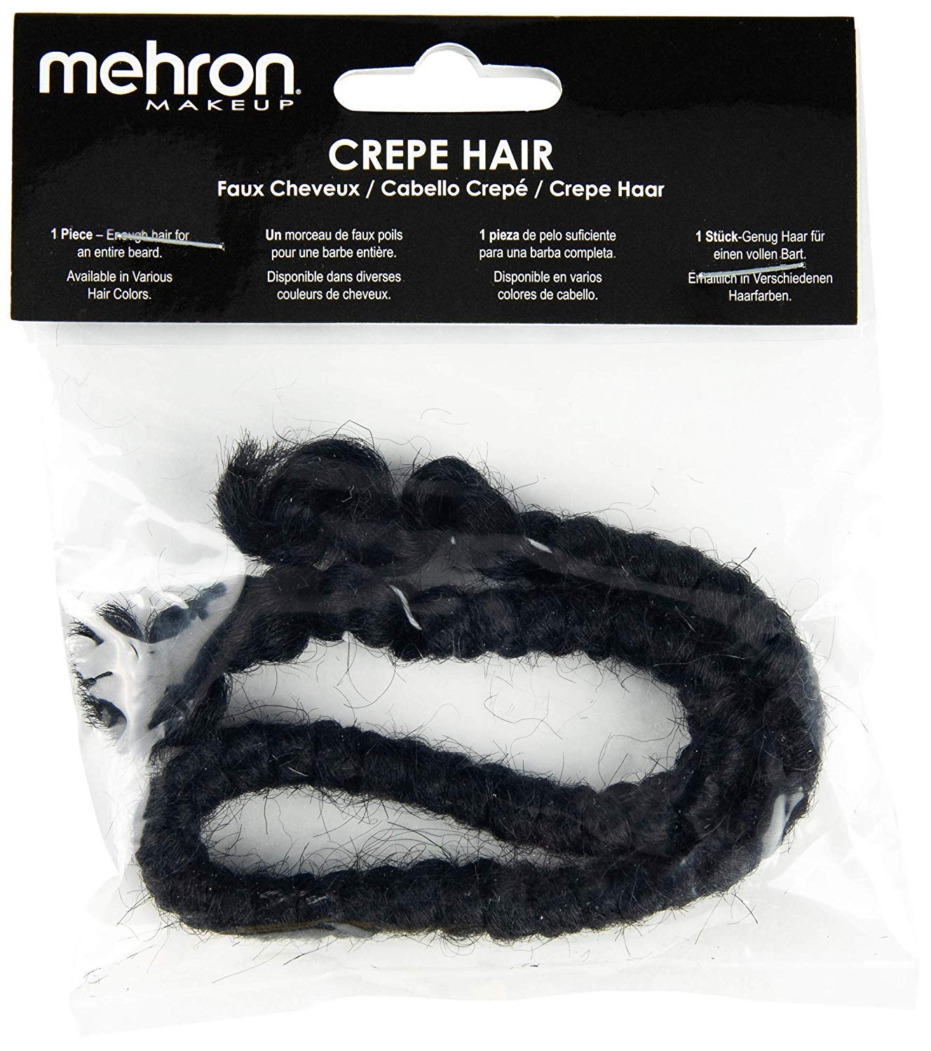 Mehron Makeup Crepe Hair 12-inch Braid (Black)