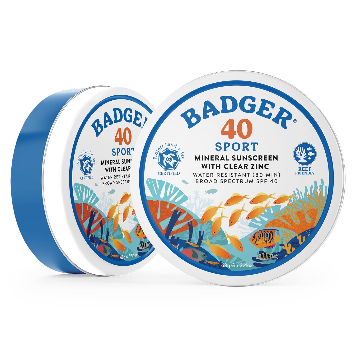 BADGER Clear Zinc Sunscreen Cream SPF40, 2.4 OZ