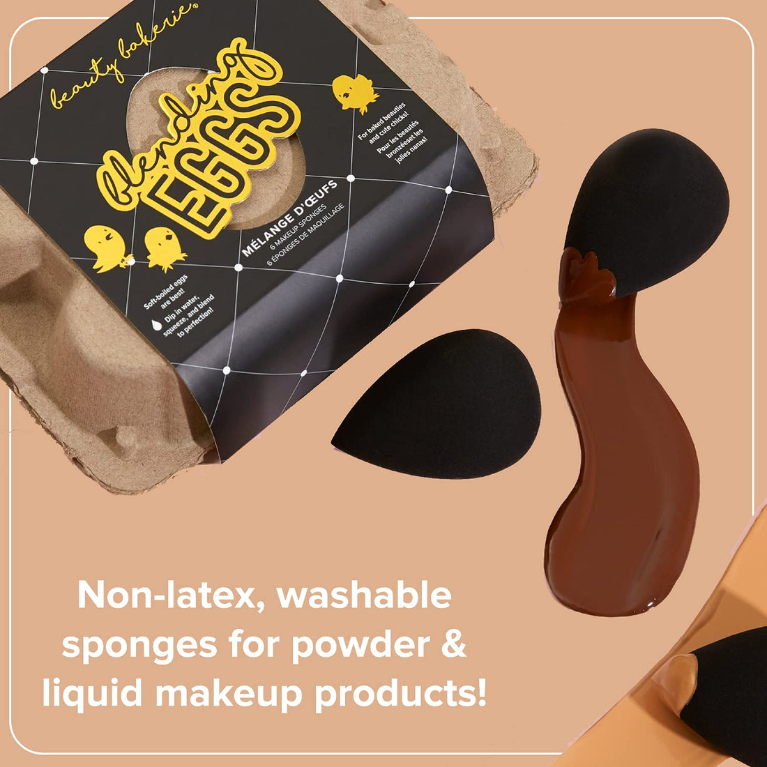 Beauty Bakerie - Black Egg-cellence Beauty Sponges. Makeup Blending Eggs. (6 Sponges)