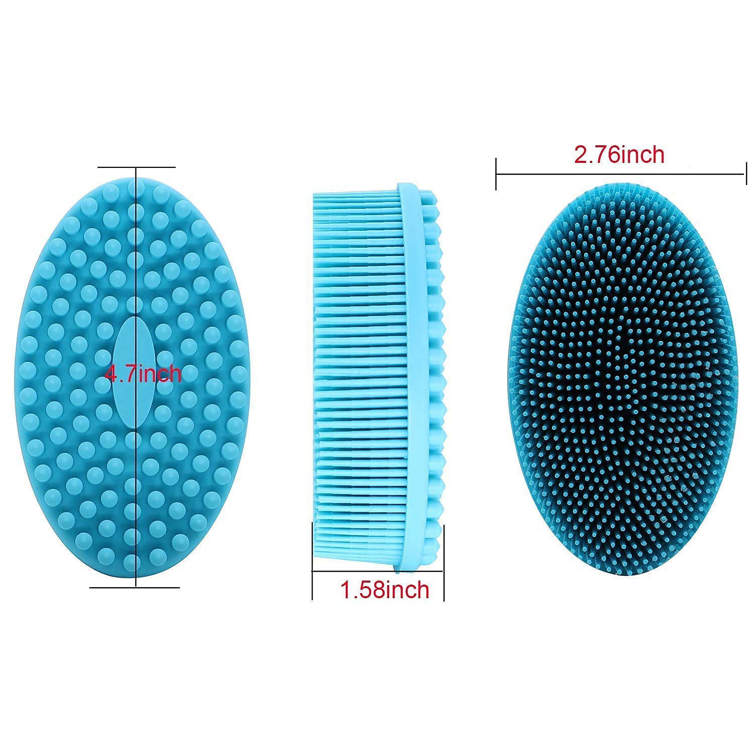 DNC Exfoliating Silicone Body Scrubber Shower Bath Body Brush Easy to Clean, Lathers Well, Eco Friendly, Long Lasting (Blue
