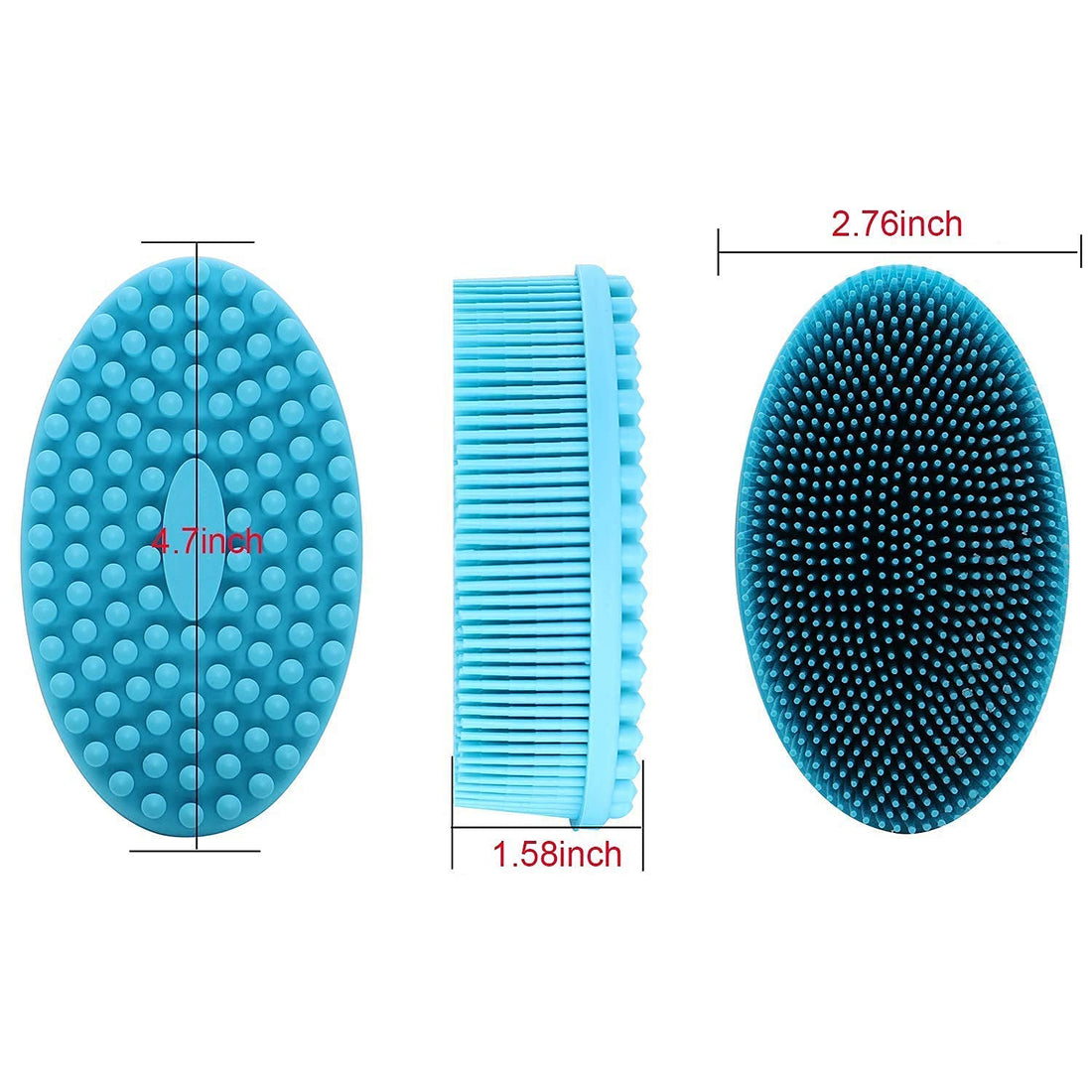 DNC Exfoliating Silicone Body Scrubber Shower Bath Body Brush Easy to Clean, Lathers Well, Eco Friendly, Long Lasting (Blue