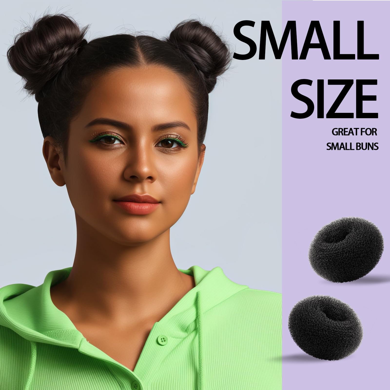 Teenitor Donut Hair Bun Maker Set, Hair Bun Shaper Set with Large, Medium, Small Hair Donuts For Buns, Hair Accessories For Girls, 5 Elastic Bands, Black