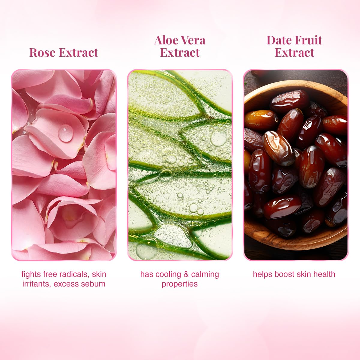 VLCC Rose Water Toner - 100ml - Tones & rejuvenates skin | Helps maintain skin's pH balance | Helps tighten the pores and gently tones the skin | With Rose, Aloe vera, Mint, Date fruit.