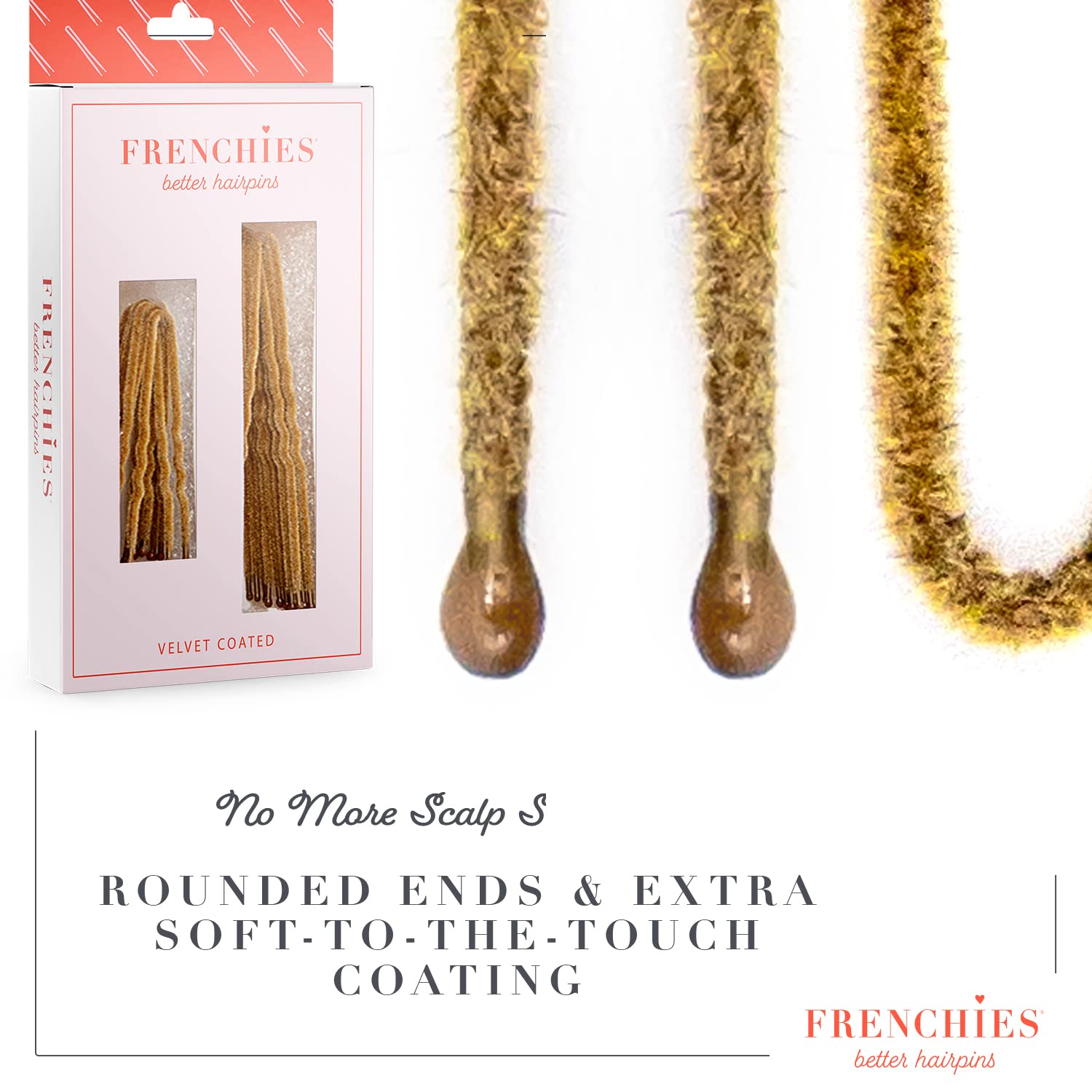 Blond : Frenchies Ultra Flocked Extra Soft French Twist Hair Pins: The French Hair Pins for Buns, Updo Hairstyles, Hair Extensions + Wigs - 20 Count Blond