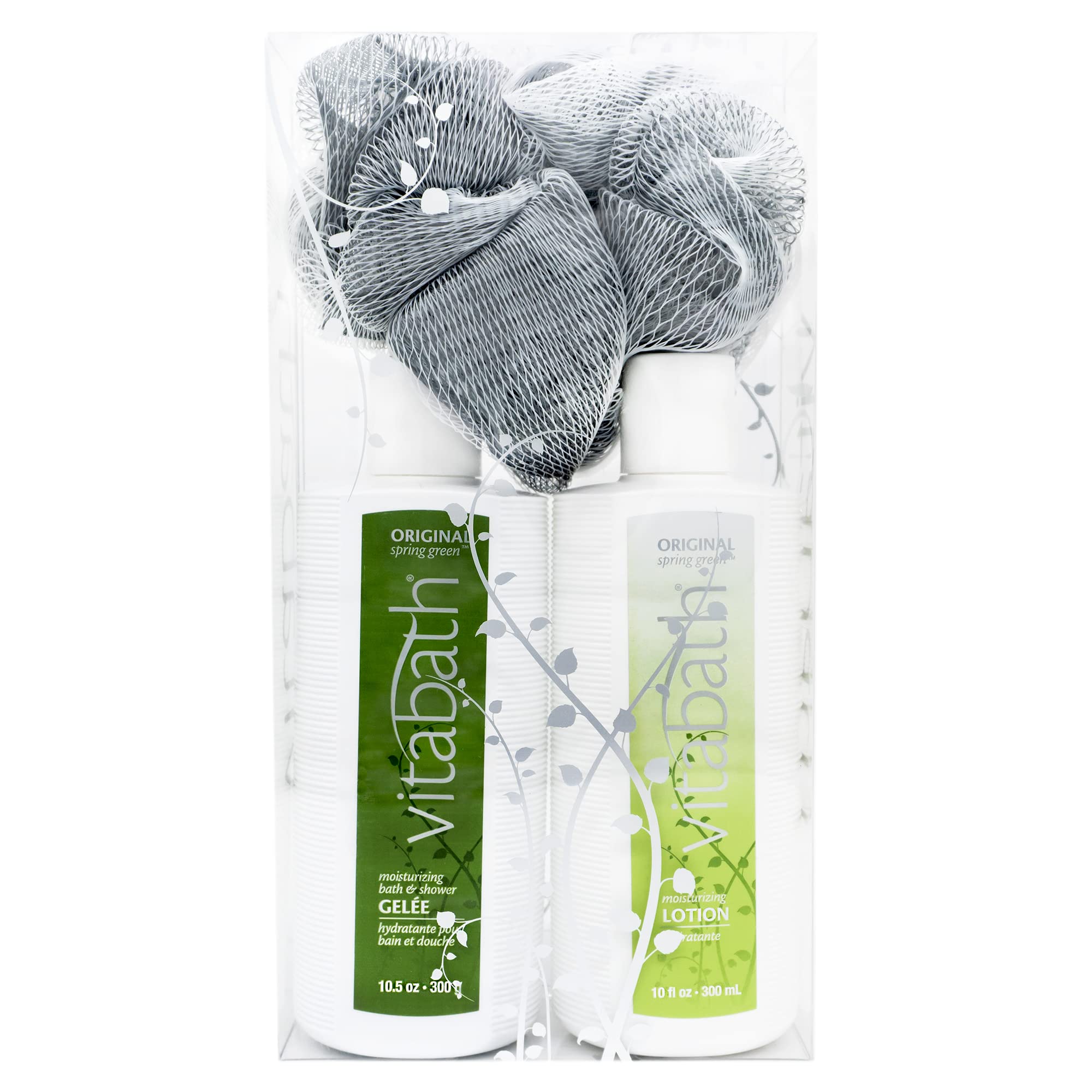 Vitabath Original Spring Green Everyday Set Shower Gelee, Lotion & Foam Enhancing Pouf