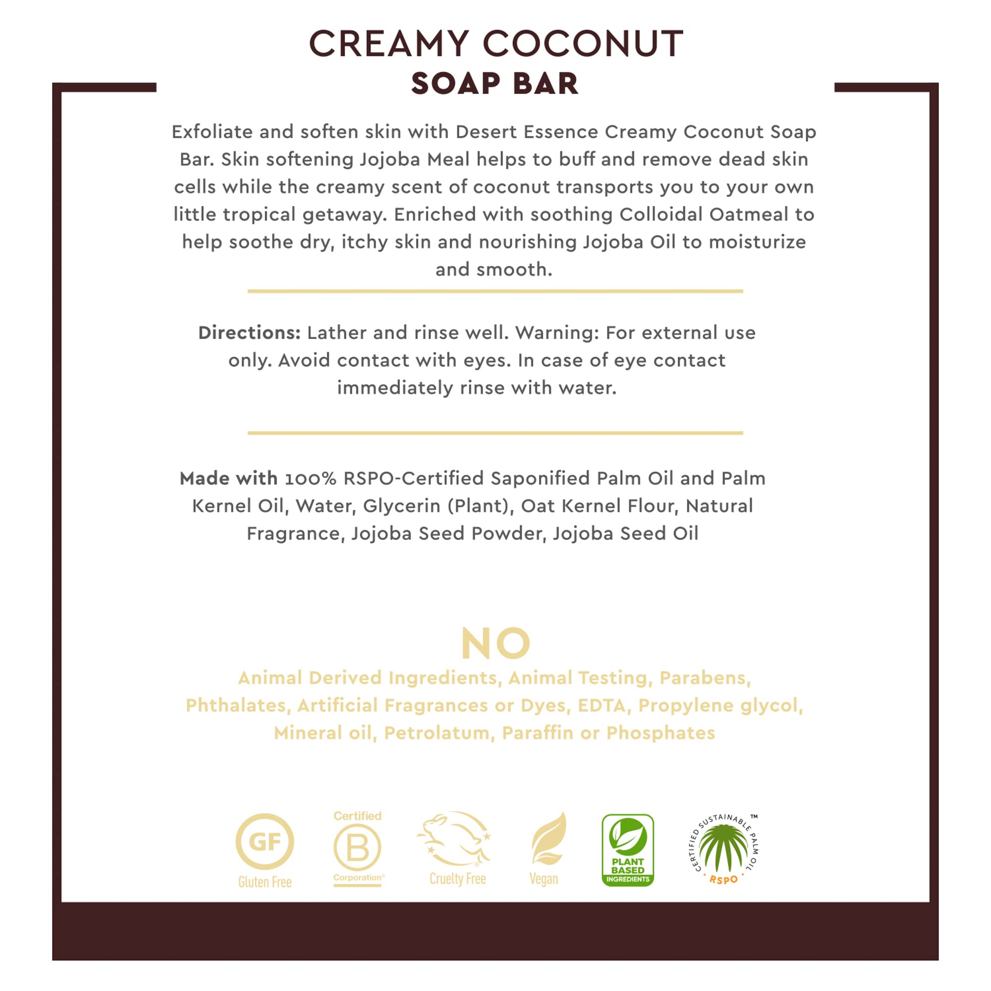 Desert Essence Bar Soap Creamy Coconut