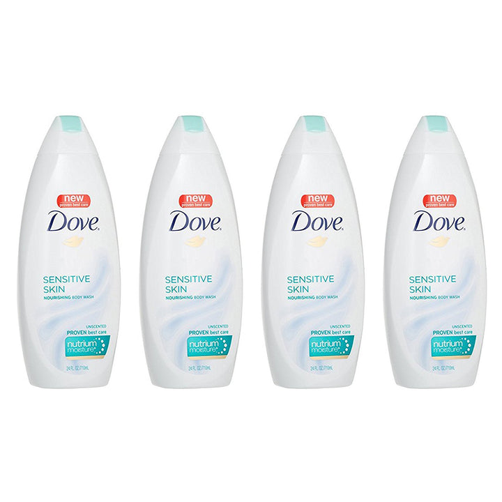 Dove Body Wash with NutriumMoisture, Sensitive Skin, 22 Ounce Bottles (Pack of 4)