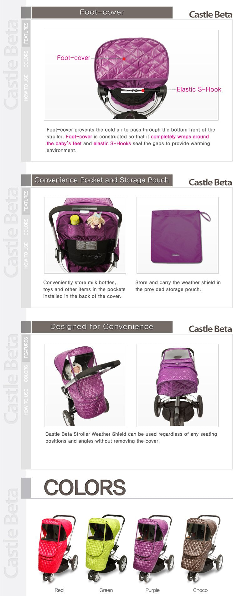 Manito Castle Beta Stroller Weather Shield (Chocolate)