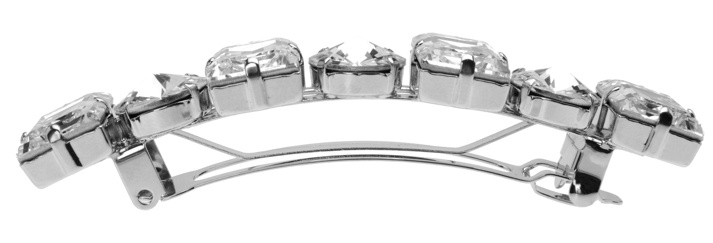 L. Erickson Large Sienna Crystal Barrette - Crystal/Silver