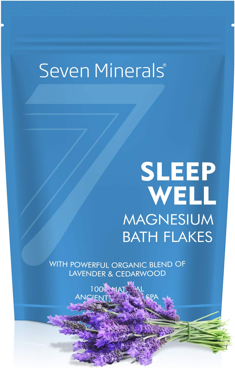 Seven Minerals SleepWell Magnesium Chloride Flakes 3lb – Absorbs Better Than Epsom Salt - Unique & Natural Full Bath Soak Formula for Healthy Relaxation - with Cedarwood & Lavender