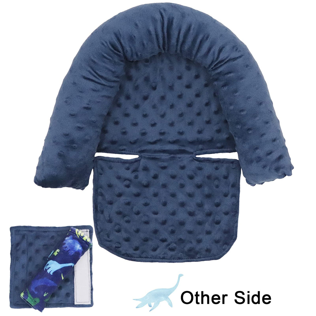 Baby Carseat Headrest and Strap Covers, Dinosaur Minky Infant Strollers Head Support & Seat Belt Cover, Toddler Strollers Headrest and Neck Cover, Car Accessories for Newborn Boys Girls
