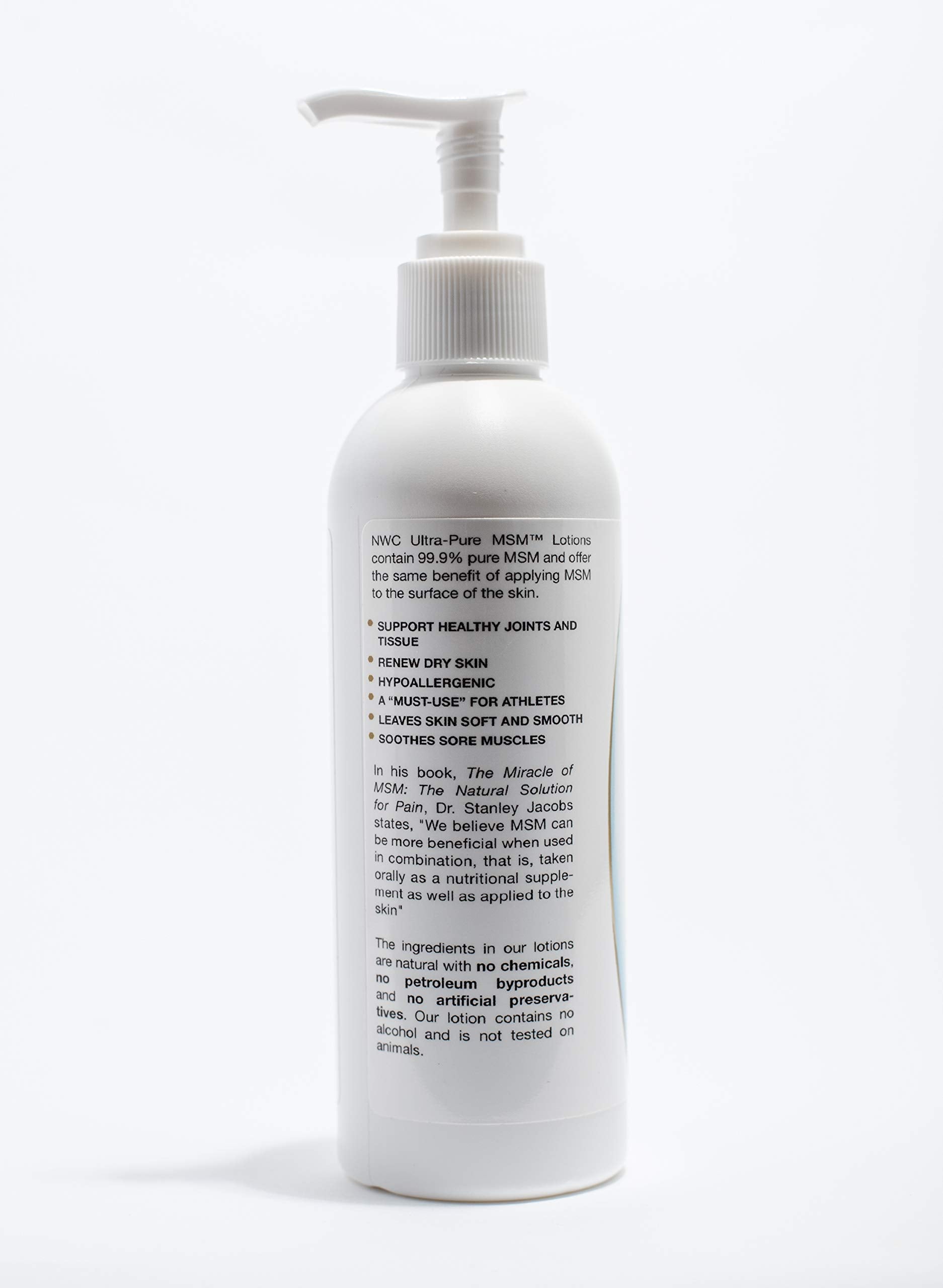 NWC Naturals UltraPure MSM Lotion All Natural Hypoallergenic ExtraHealing Nourishing Body Lotion by, 8 Fl Ounces