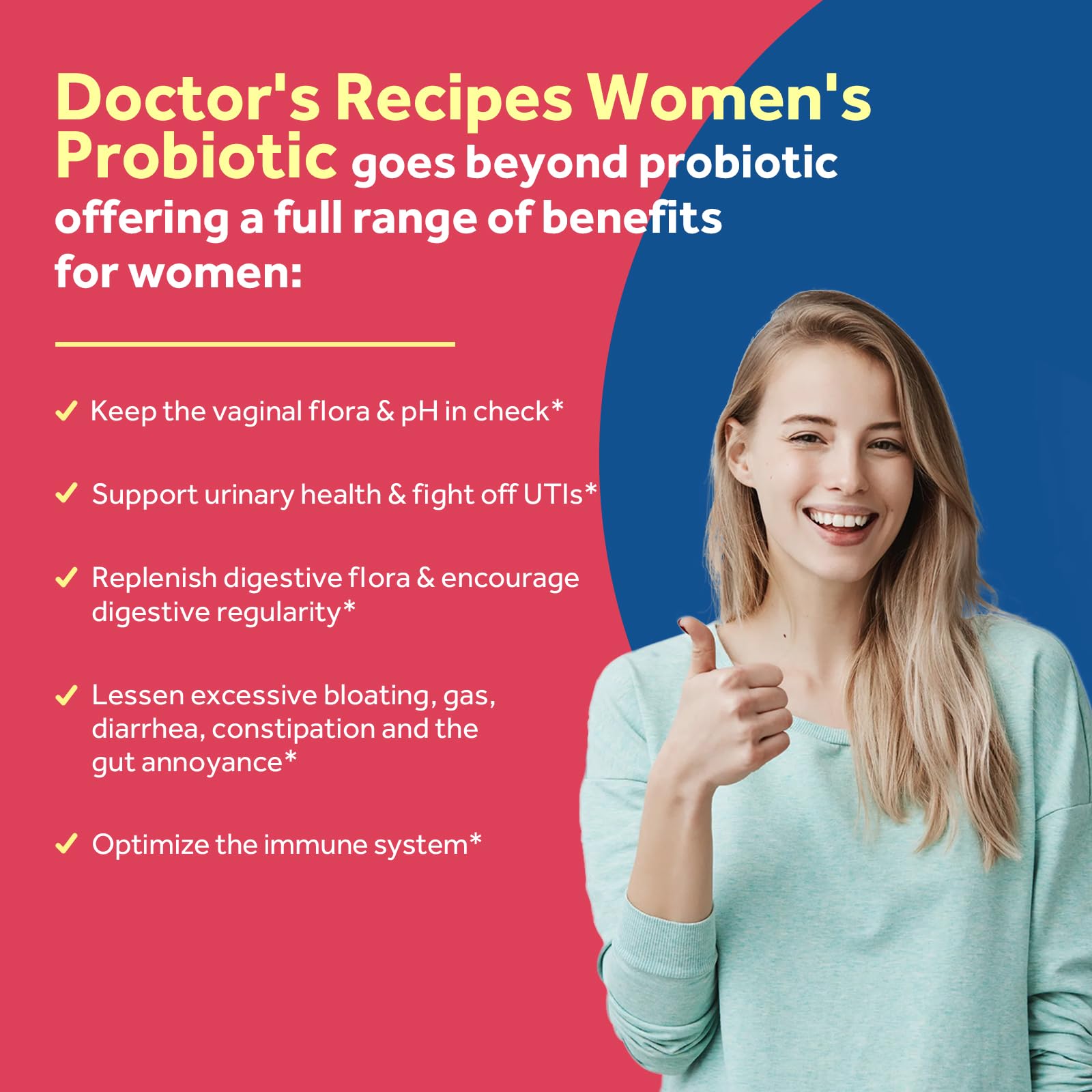 Doctor's Recipes Probiotics for Women, 200B CFUs 36 Strains, with Prebiotics, Enzymes & Cranberry, Vaginal Urinary Digestive & Immune, Shelf Stable, 30 Caps