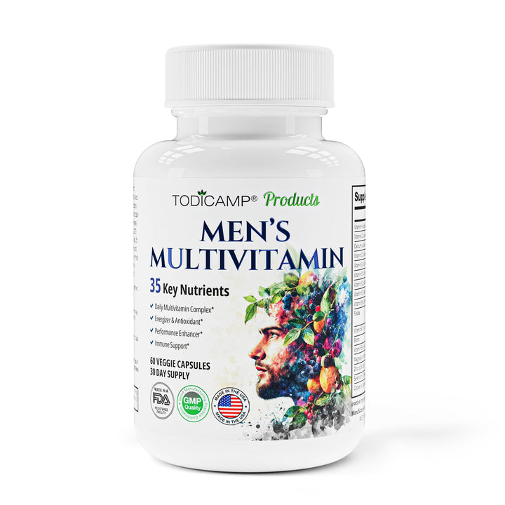 TODICAMP Men's Multivitamin & Mineral Complex with Plant-Based Extracts - Multivitamin for Men Improves Overall Health, Antioxidant & Natural Body Support - 60 Capsules - 30 Day Supply