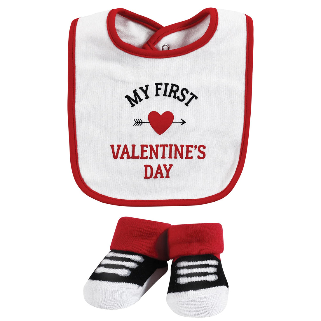 Hudson Baby Unisex Baby Cotton Bib and Sock Set, Valentine Heartbreaker, One Size