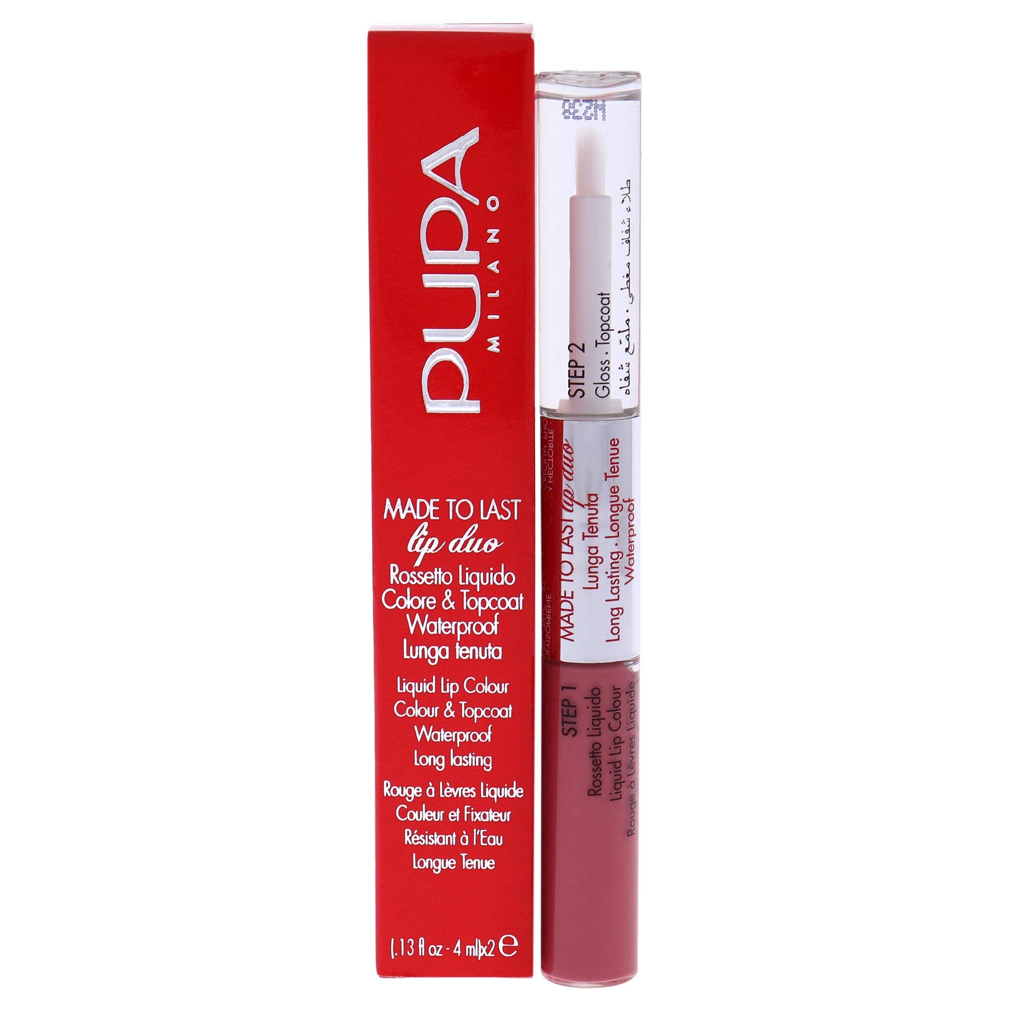 Pupa Milano Made To Last Lip Duo - Comfortable Liquid Lip Color with Top Coat - Waterproof - Long Lasting Hold - Ultra Shiny, Latex Effect Make-Up Result - 009 Sweet Pink - 0.13 Oz,I0111651