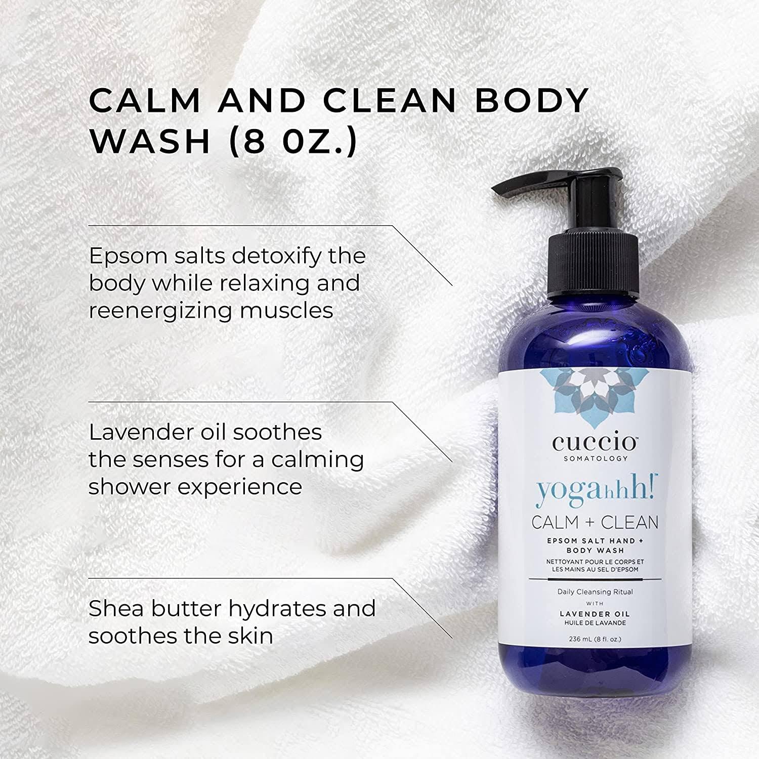 Cuccio - Yogahhh Clean Plus Calm Epsom Salt Hand and Body Wash - for Unisex - Cleanser - 8 oz