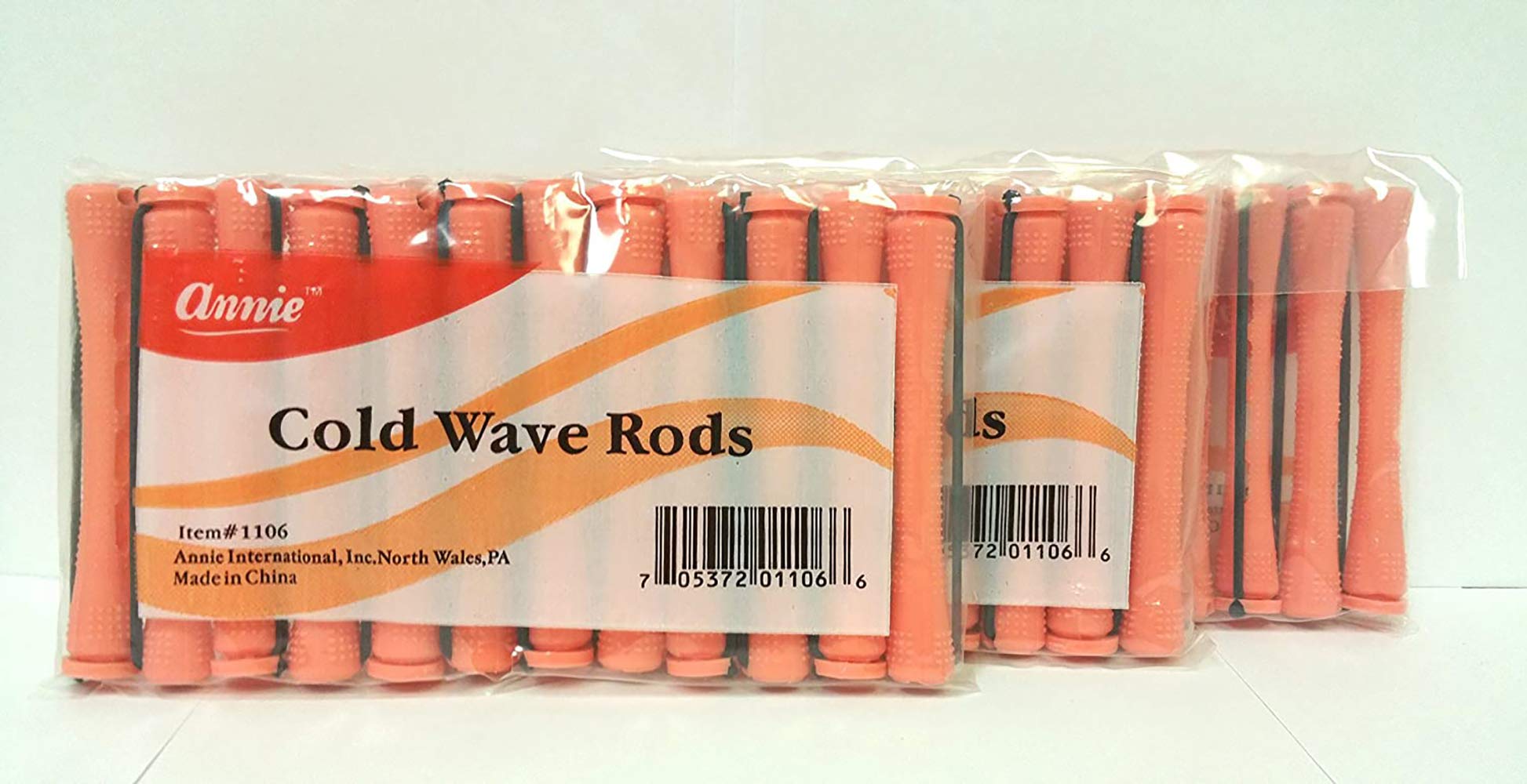 3 Packs Of Annie Cold Wave Rods Long #1106 (12 Pieces Per Pack)