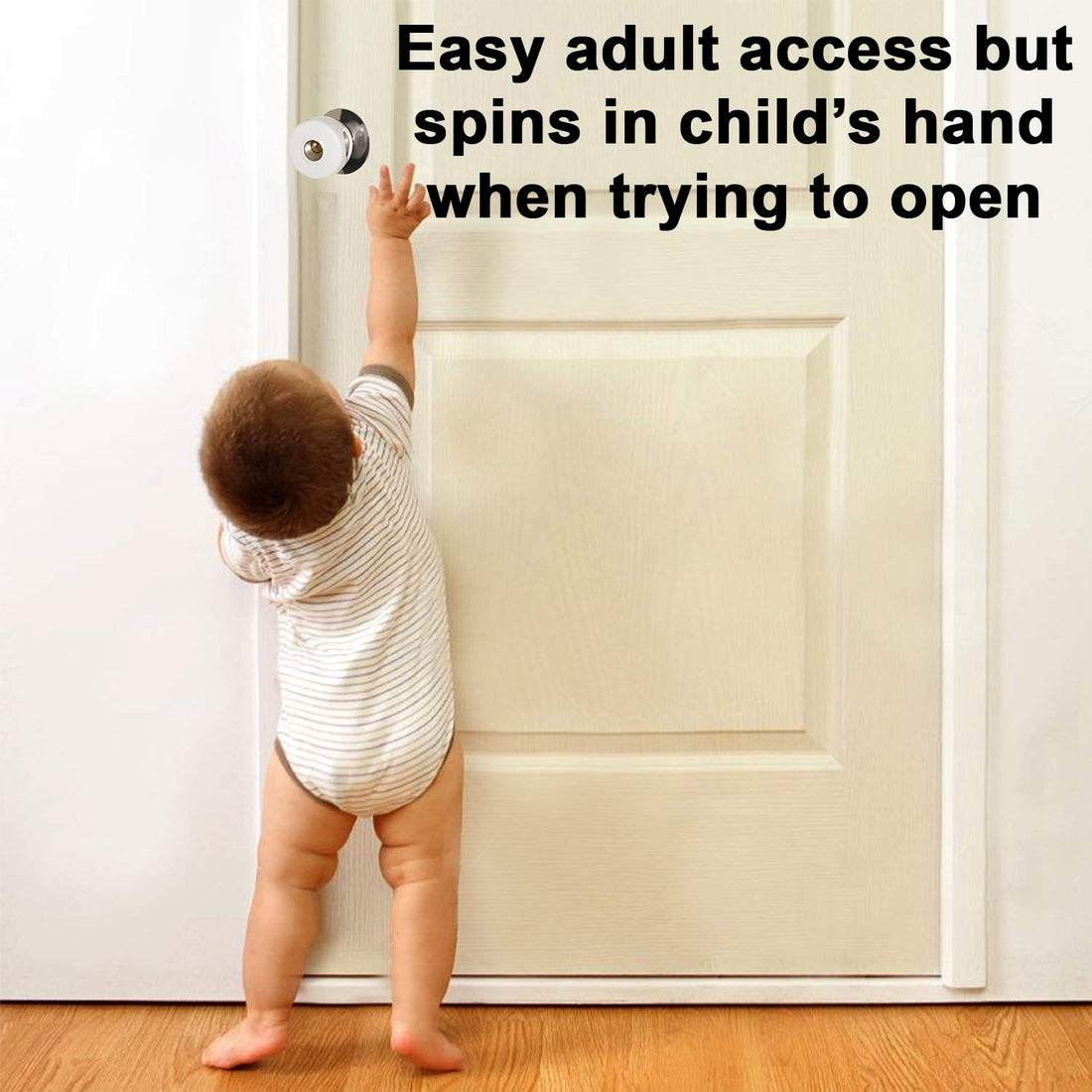 Door Knob Child Proof Covers - Baby Doors Lock - Knobs Safety for Kids, Toddler - Childproof Doorknob Cover Locks Handle and Protects Kid - Smart Babyproof Design - Easy Adult Use - Pack of 4