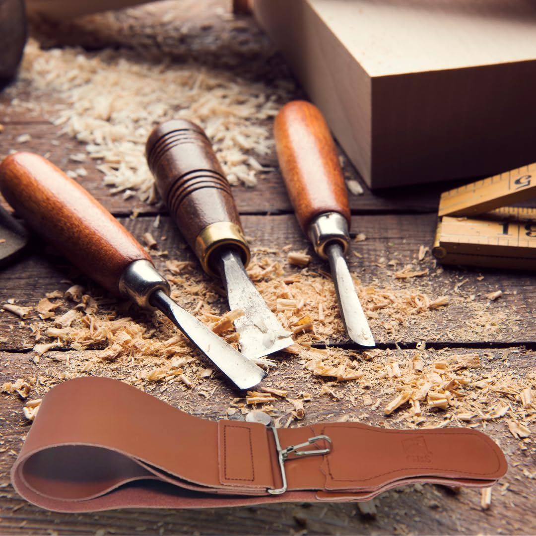 Leather Razor Strop : 2 1/2 X 23 Barber's Razor Strop Cow Hide, Dual Straps with Swivel Clip