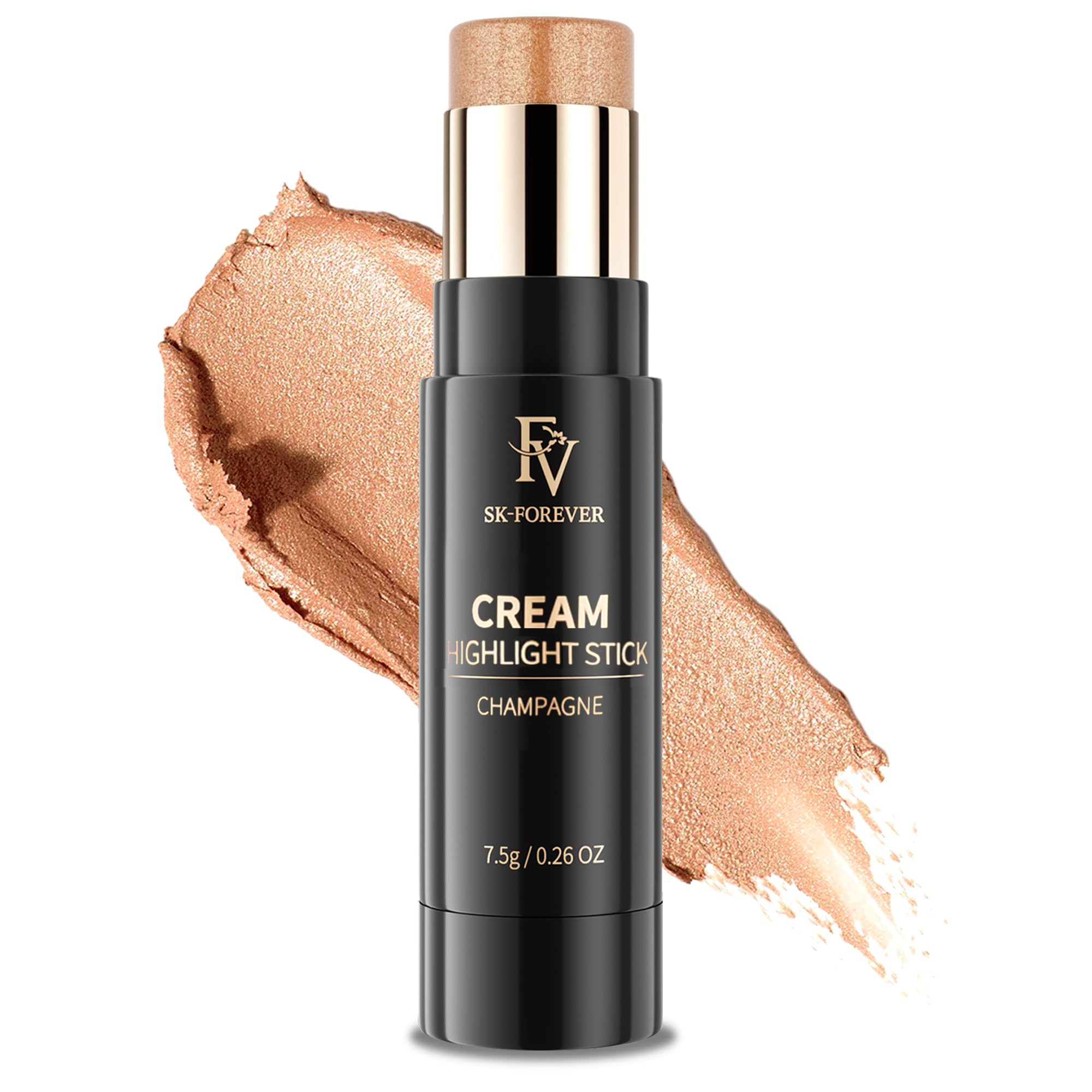 FV Cream Highlighter Stick, Blendable & Long Lasting Highlight Stick with Natural Finish, Shimmer Face Highlighter Makeup for Glowing Skin & Eyeshadow, Cruelty-free, 03 Champagne