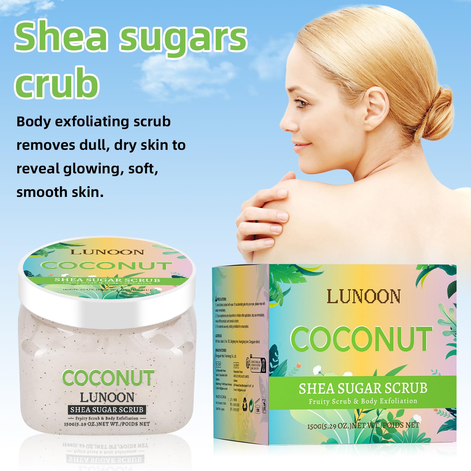 Coconut Sugar Scrub Exfoliating Body Scrub Removes Dead, Dry Skin for Hydrating, Gently Exfoliate Body Hand and Foot Scrub, Moisturized Skin for Unisex