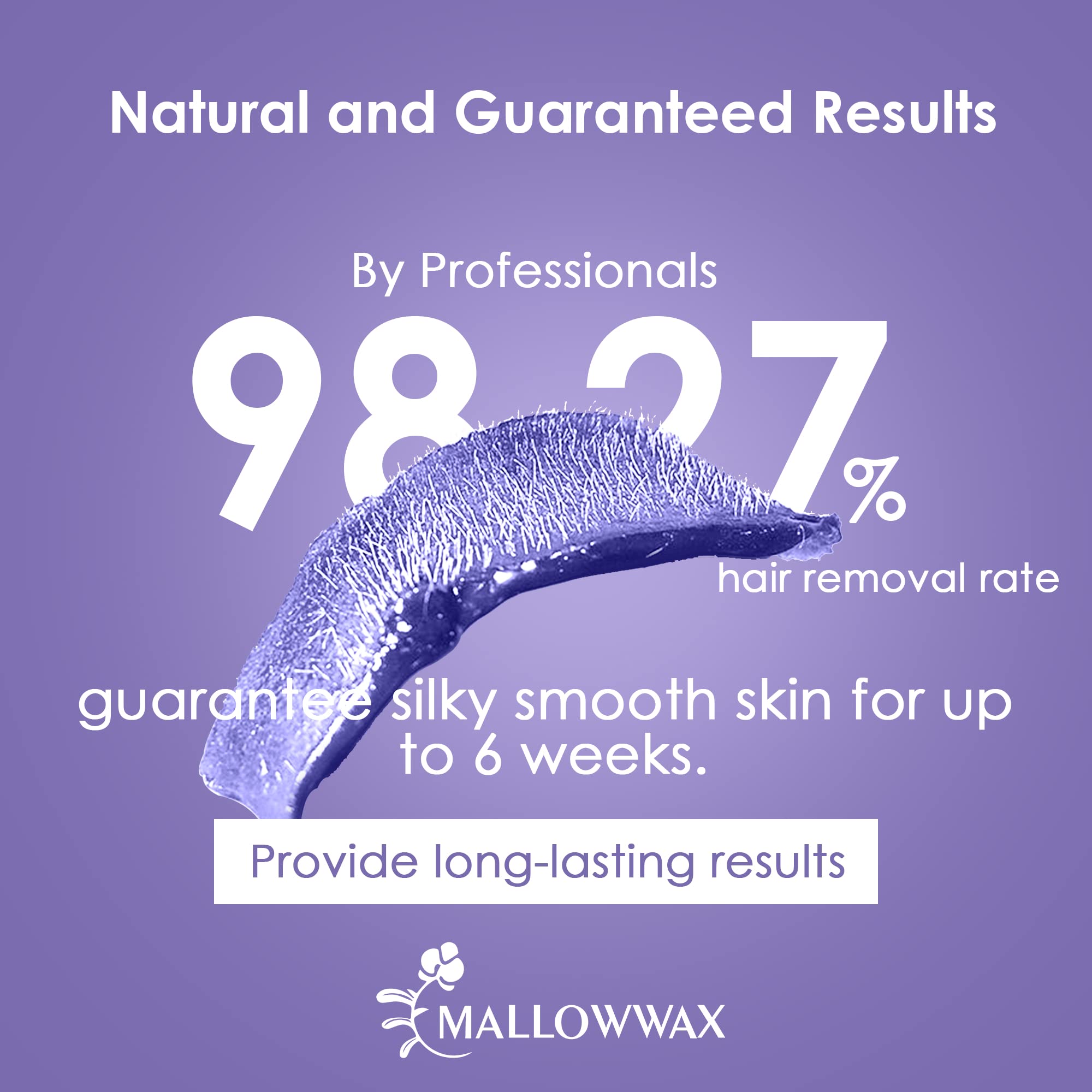 Mallowwax Hard Wax Beads, Wax Beans for Hair Removal, Natural Lavender, Stripless, Coarse Body Hair Specific - Ideal for Bikini, Brazilian, Legs, Underarms, Chest, 16 Ounce