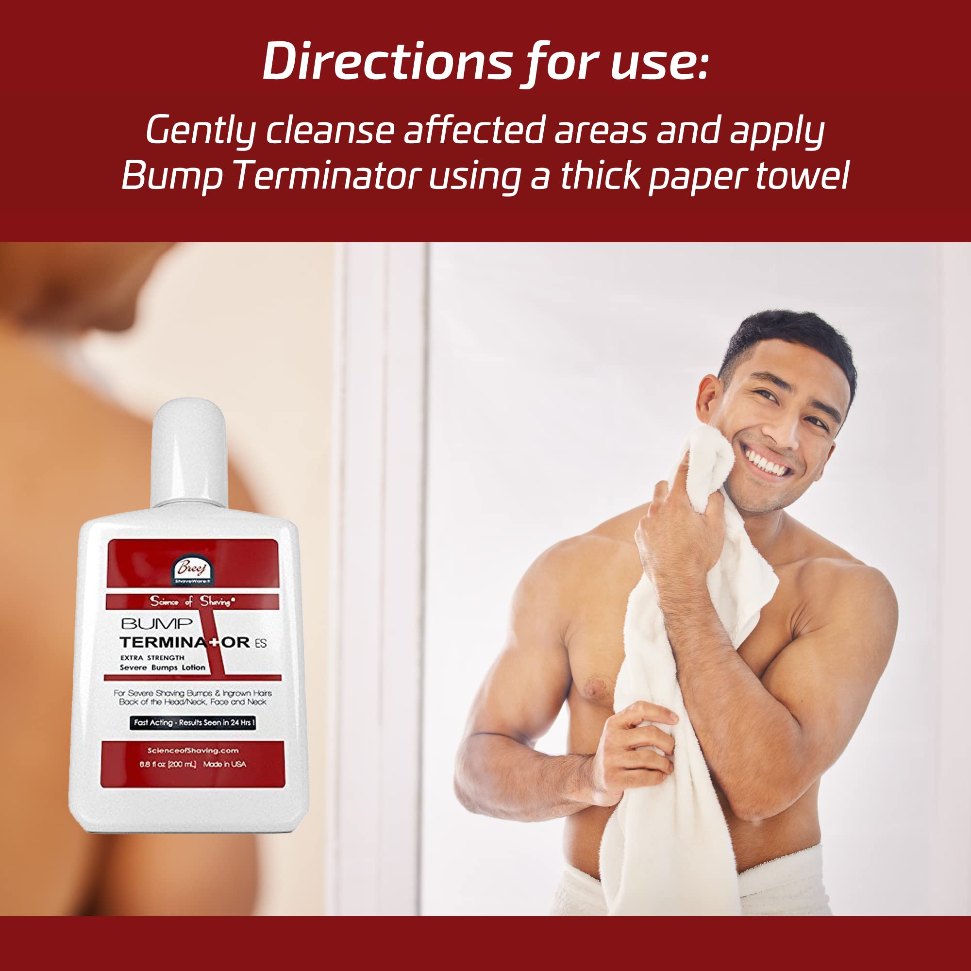 BUMP TERMINATOR Extra Strength Severe Bumps Lotion by Breej, 6.8 fl oz (2 ml)