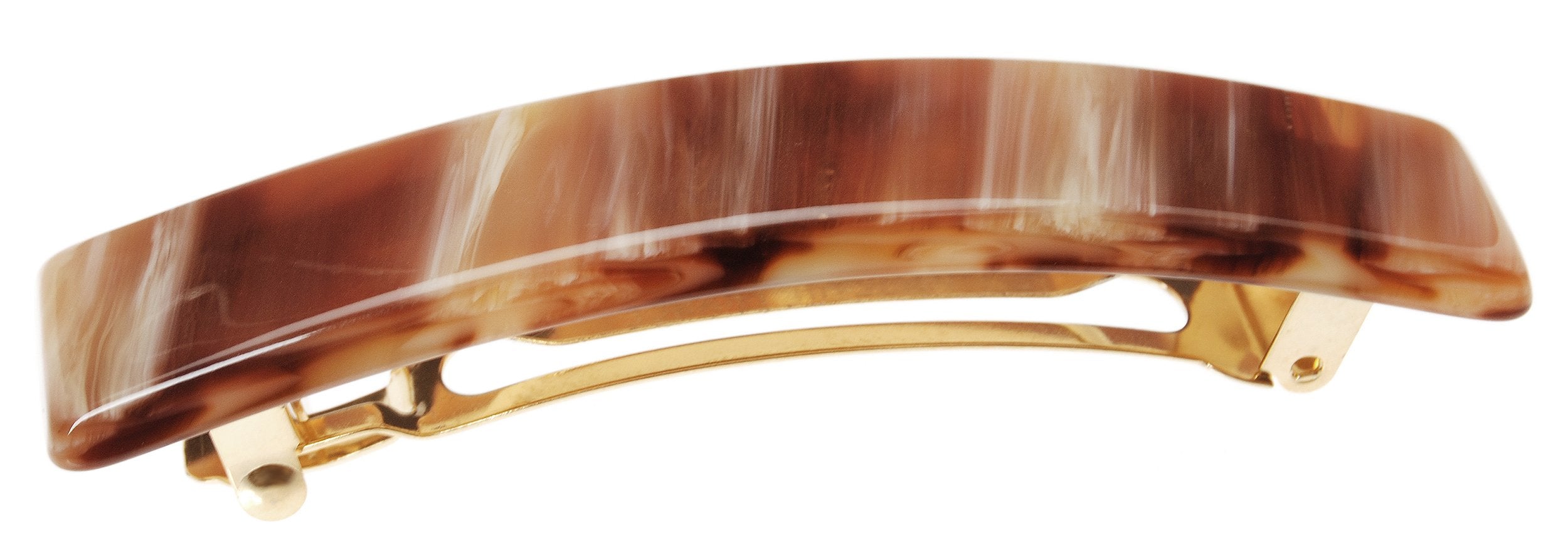 France Luxe Classic Rectangle Barrette Caramel Horn