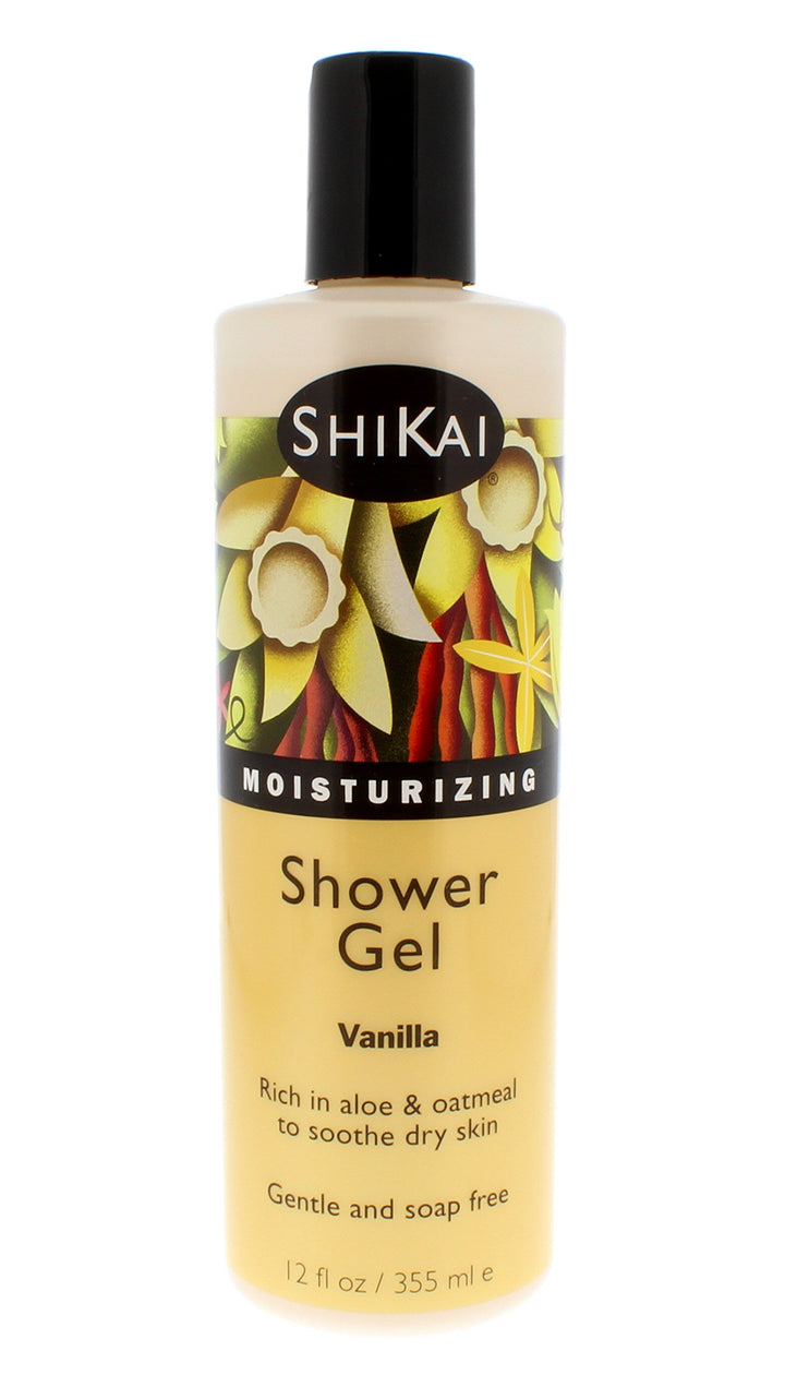 Shikai - Daily Moisturizing Shower Gel, Rich in Aloe Vera & Oatmeal That Leaves Skin Noticeably Softer & Healthier, Relief For Dry Skin, Gentle Soap-Free Formula (Vanilla,12 Ounces, Pack of 3)