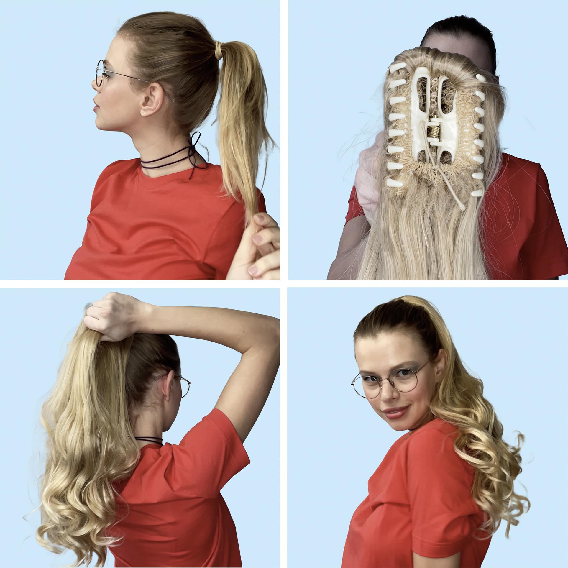 Platinum blond # 613 H208 : PRETTYSHOP 20 Hair Piece Pony Tail Clip On Extension Voluminous Curly Heat-Resisting Platinum blond # 613 H208