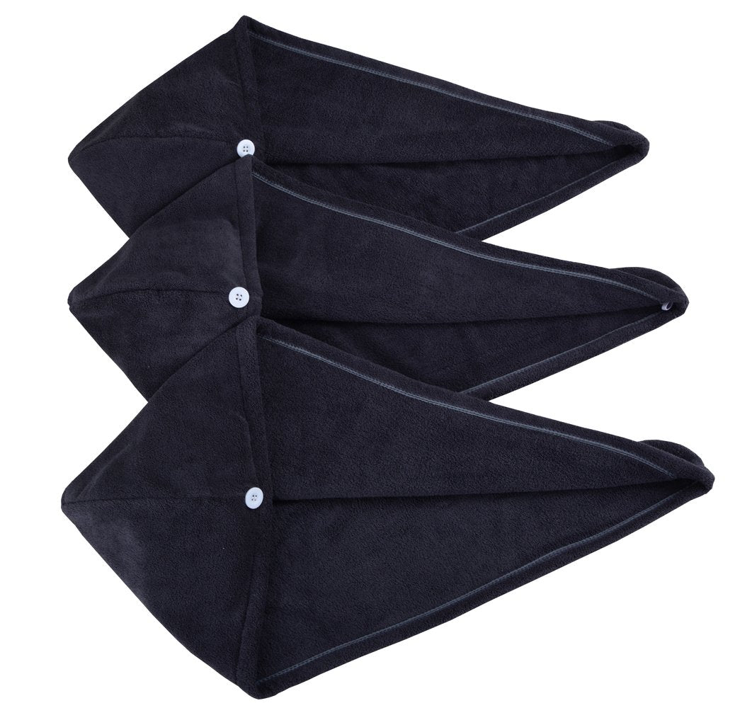 Dark Grey 3-Pack: Hopeshine Hair Drying Towel Twist Microfiber Towels For Hair Turban Wrap Fast Drying Super Soft And Absorbent Great Gift For Women And Girls 3-Pack