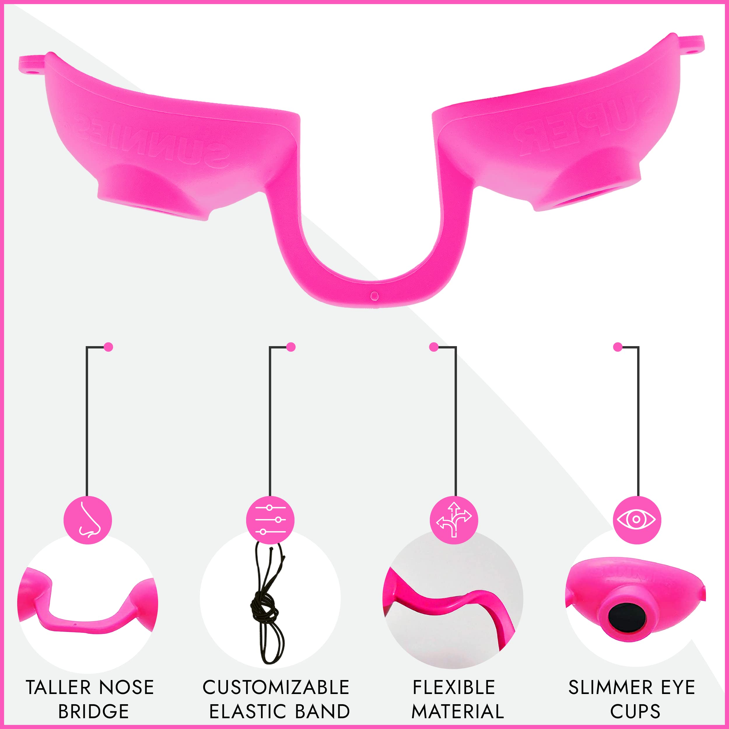 Super Sunnies Evo Flexible UV Eye Protection, FDA Compliant Tanning Bed Goggles, Red Light Therapy Glasses - Pink