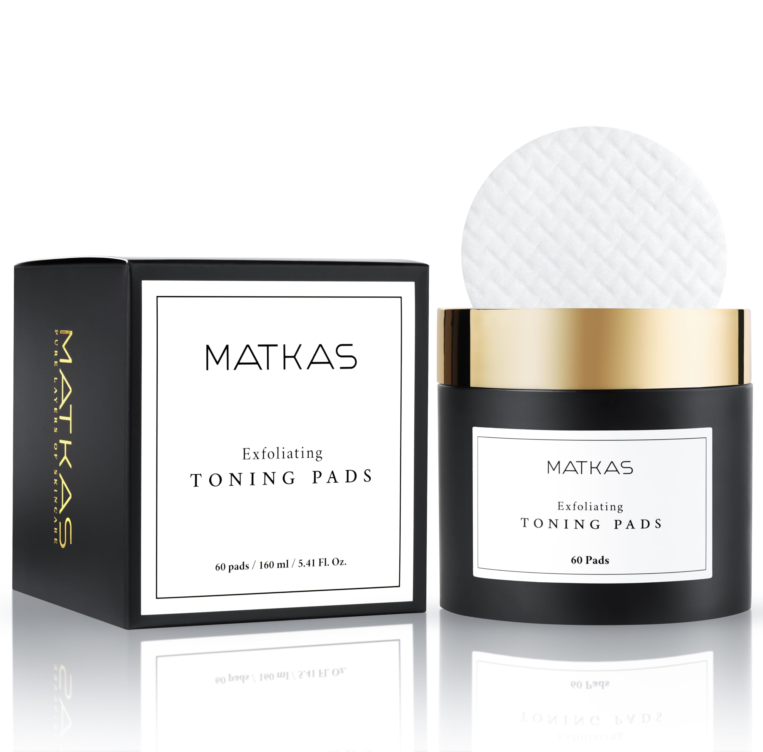 MATKAS Korean Exfoliating Toning Pads with Witch Hazel - 60 pads, Korean Toning Pads for Acne Prone Skin, Toner for Dry Sensitive Skin, Gentle Exfoliating Discs for Face, Glycolic Acid Toner
