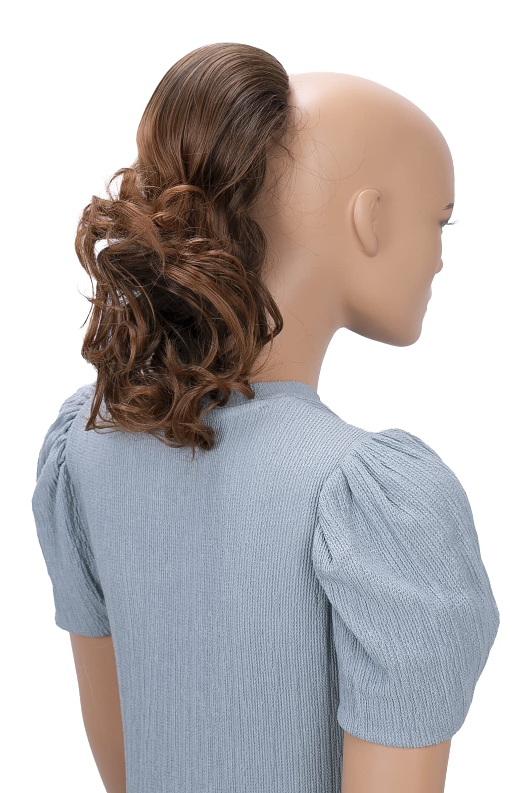 PRETTYSHOP 14 Hair Piece Pony Tail Extension Draw String Very Long & Voluminous Curled Wavy Heat-Resisting color variation (14 brown mix #4T30 PH7)