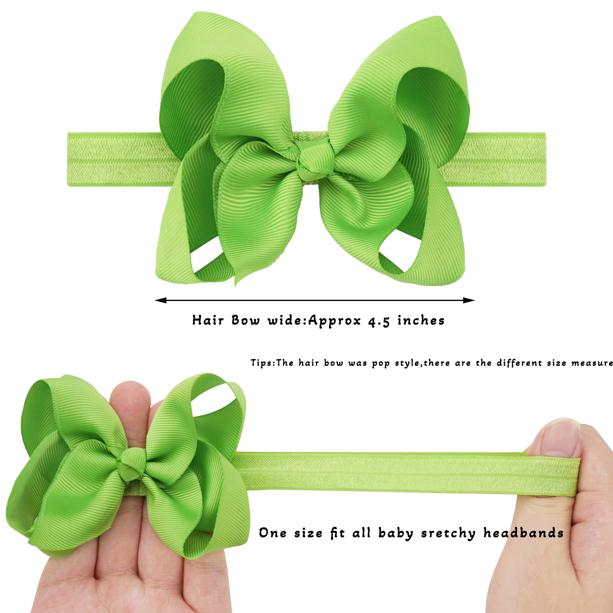 CÉLLOT Baby Girls Headbands Grosgrain Ribbon 4.5 Hair Bows Headband Big Bow Hair Bands for Toddler Pack of 20
