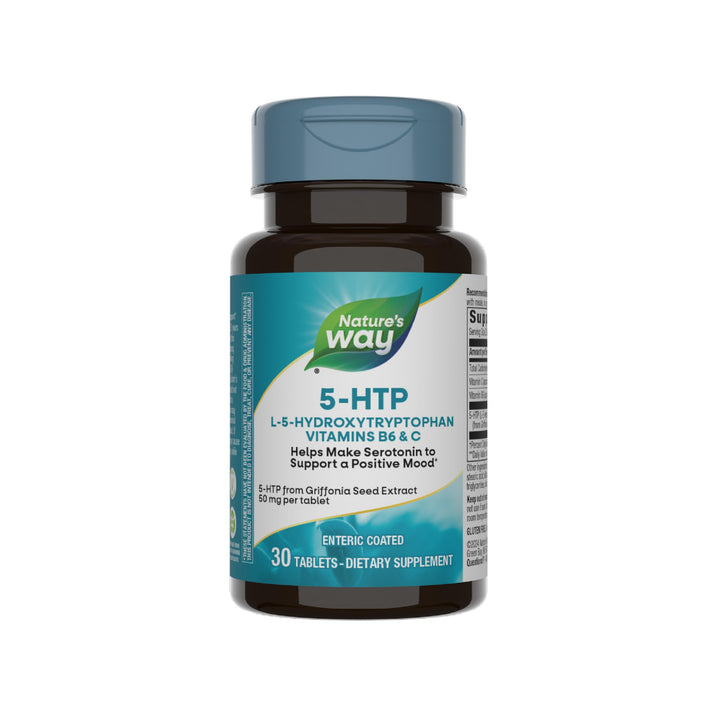 Nature's Way 5-HTP, L-5-Hydroxytryptophan, Helps Make Serotonin to Promote a Positive Outlook*, Vitamin B6, Vitamin C, Griffonia Bean Extract, 30 Tablets (Packaging May Vary)