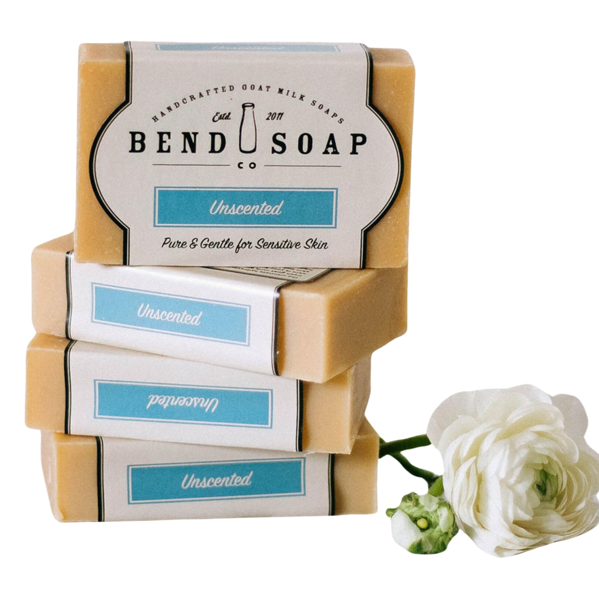 Unscented: Bend Soap Company All Natural Handmade Goat Milk Soap For Dry Skin Relief, Unscented, 4 Count