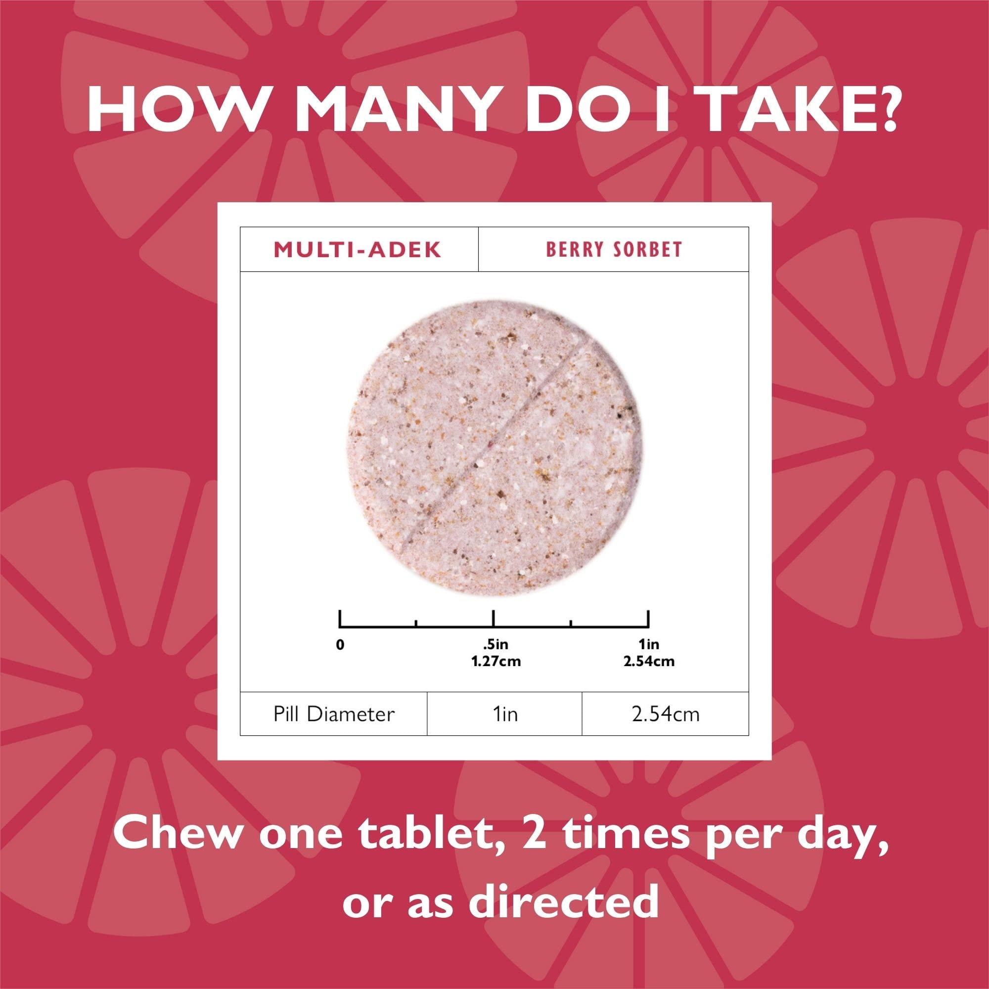 Celebrate Vitamins Multi ADEK Chewables, Iron Free - Daily Bariatric Multivitamin, High Level of Vitamins A, D, E, K & B12 for Duodenal Switch Surgery Patients - Berry Sorbert (60 Tablets)