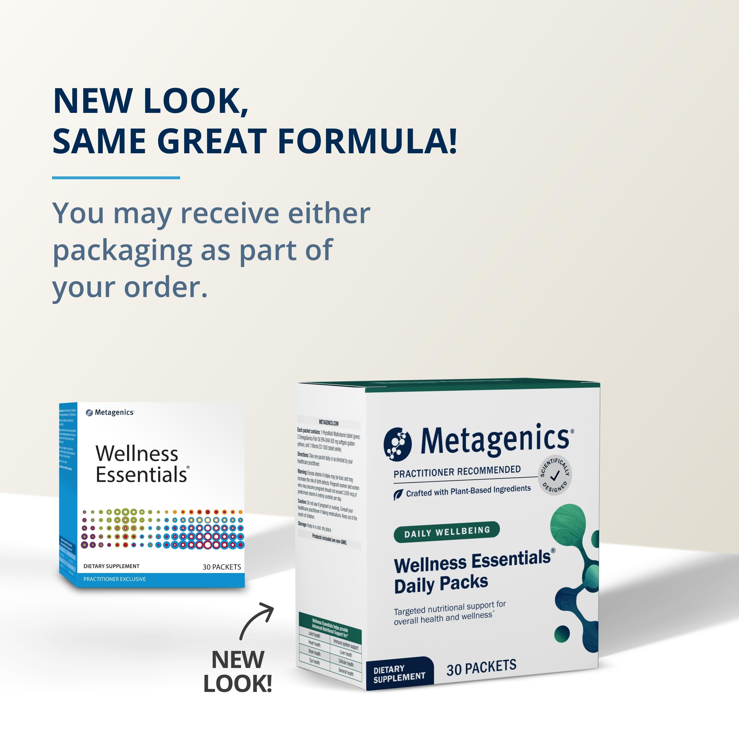Metagenics Wellness Essentials Daily Packs - 30 Daily Multivitamin Packs - Heart Health Support* - with Vitamin A, C, D, E - Omega-3 Fatty Acids - Non-GMO & Gluten Free - 30 Packets