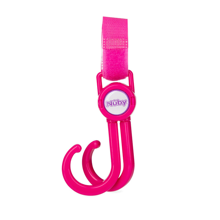 Nuby Double Stroller Hook, Adjustable Hook, Pink