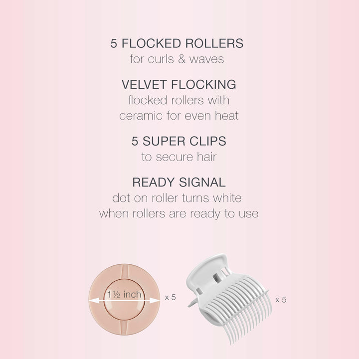 Conair Double Ceramic Hot Rollers for Long, Medium, and All Hair - Hair Curler - Hair Roller Clips Included - 1 1/2-inch Rollers