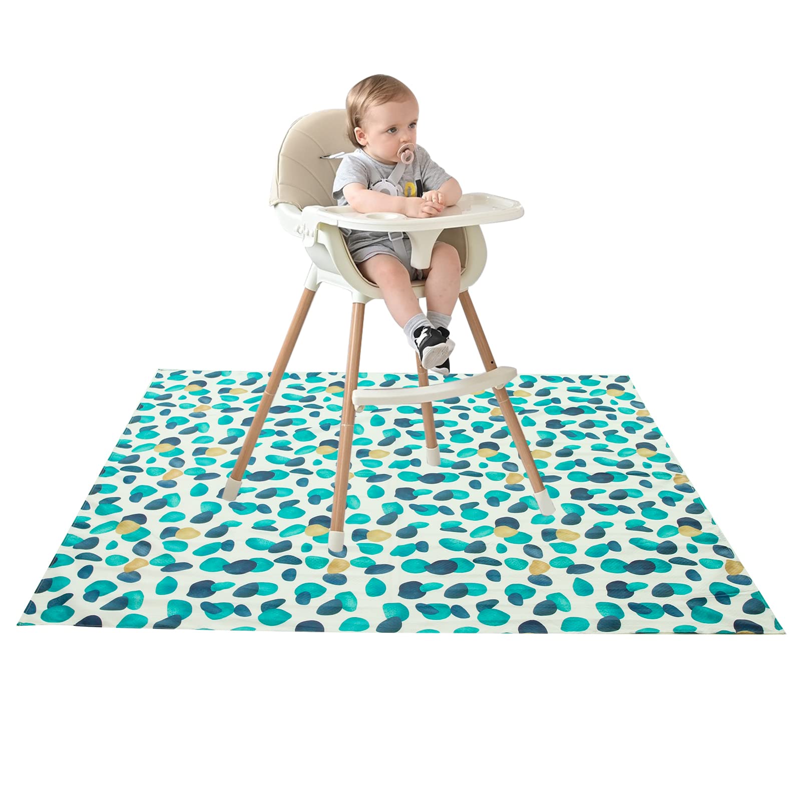 Joyo Roy 135x140 cm Baby Floor Mat - Waterproof Splat Mat for Under High Chair, Play Mat for Toddlers, Kids Placemats for Dining Table