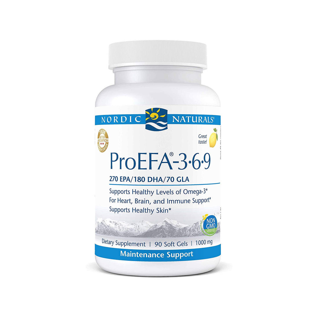 Nordic Naturals ProEFA 3-6-9, Lemon Flavor - 90 Soft Gels - 565 mg Omega-3 - EPA & DHA with Added GLA - Healthy Skin, Cognition, & Positive Mood - Non-GMO - 45 Servings